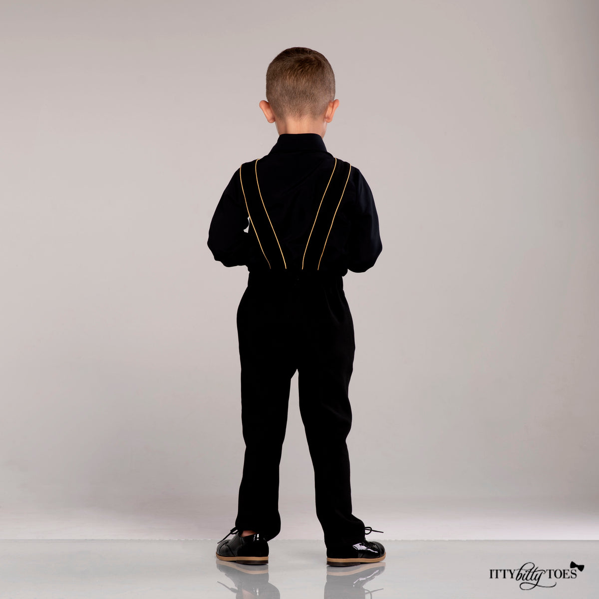Boy Suspender Pants - Black - Tiny Tots Kids