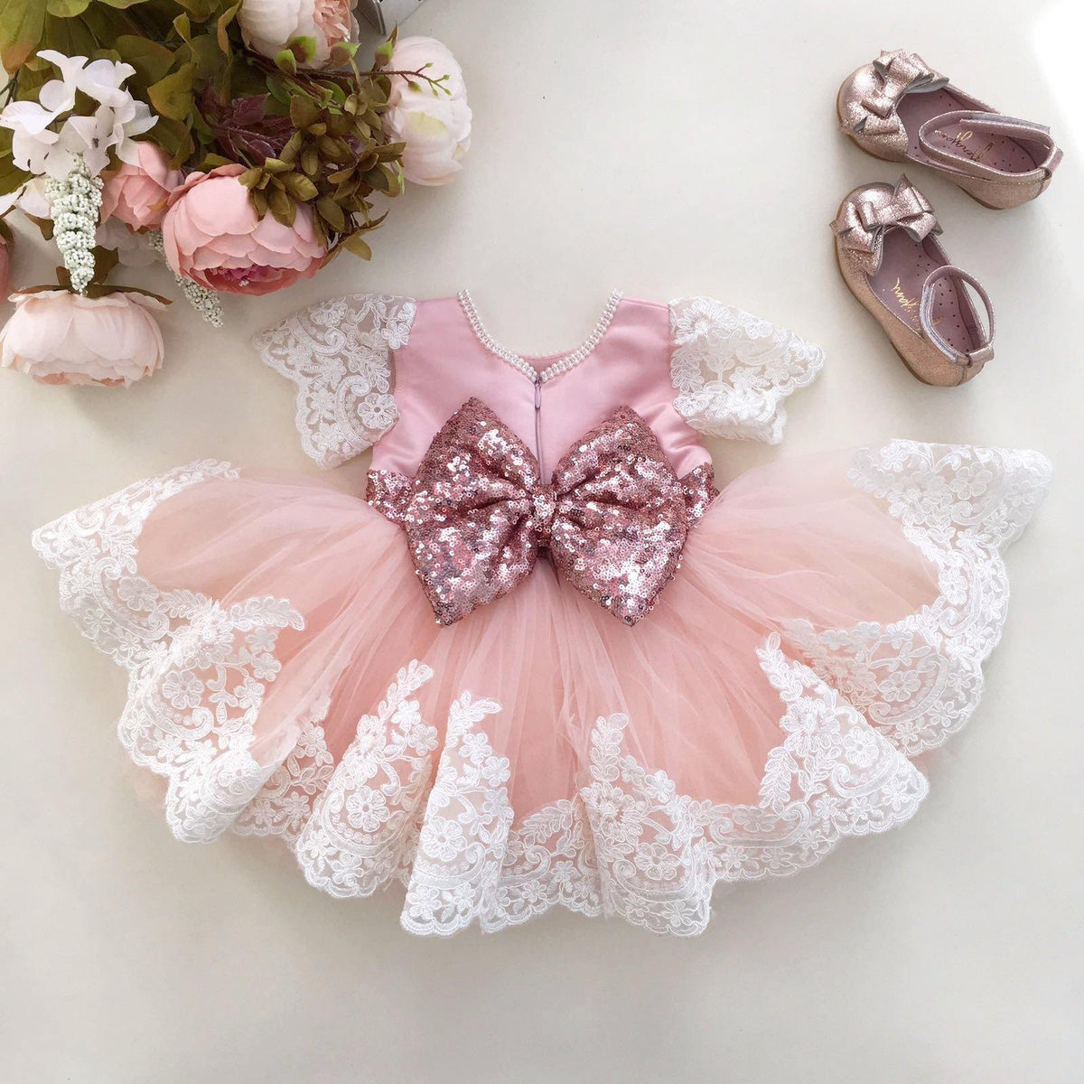 Rose gold newborn dress sale