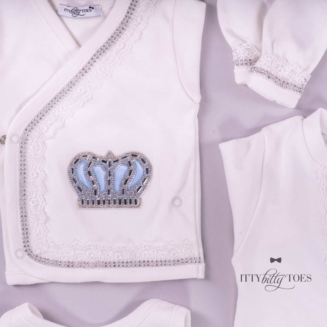 White & Blue 10 Piece Newborn Set