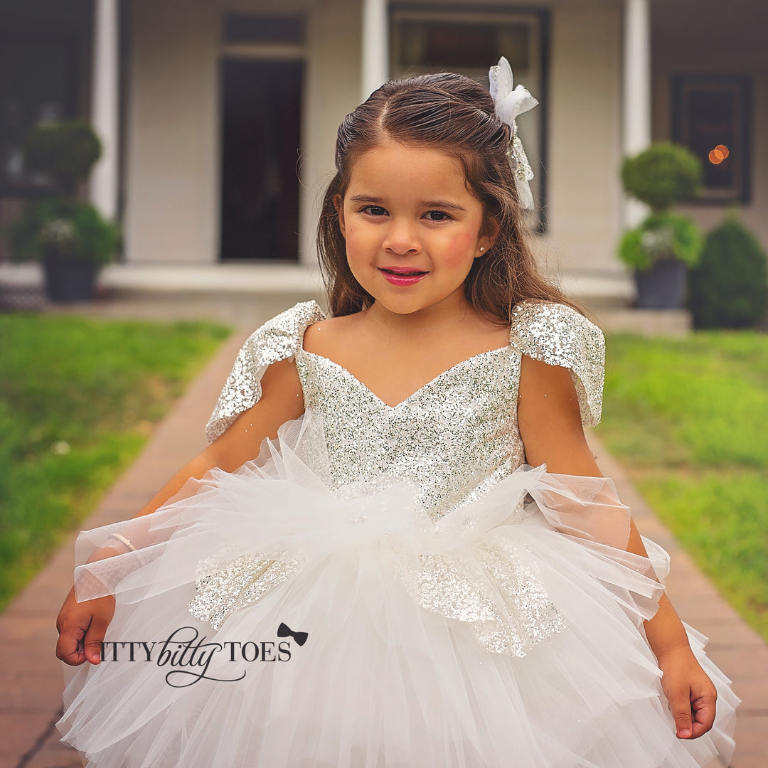 Snow Dress (Silver) - Couture - Itty Bitty Toes