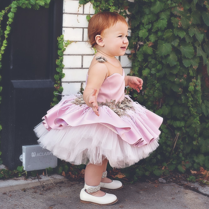 Ivy Blush Swan Dress - Couture - Itty Bitty Toes