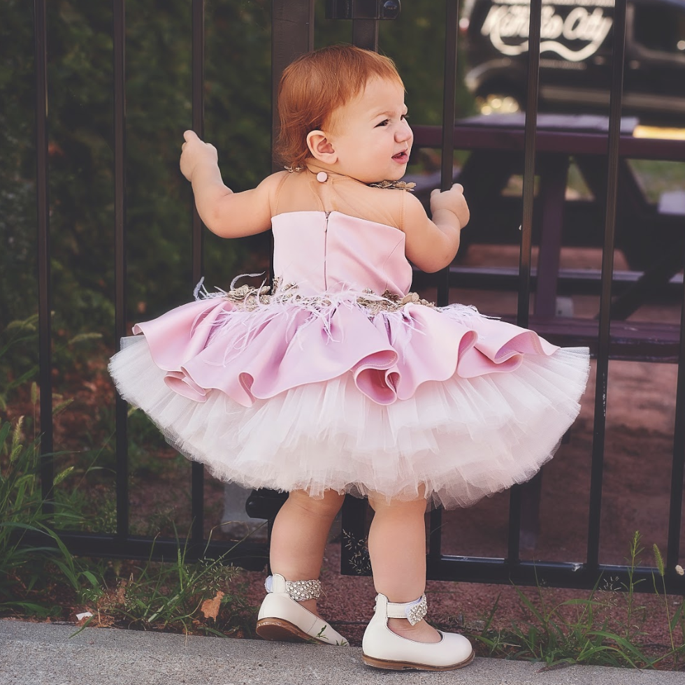 Ivy Blush Swan Dress - Couture - Itty Bitty Toes