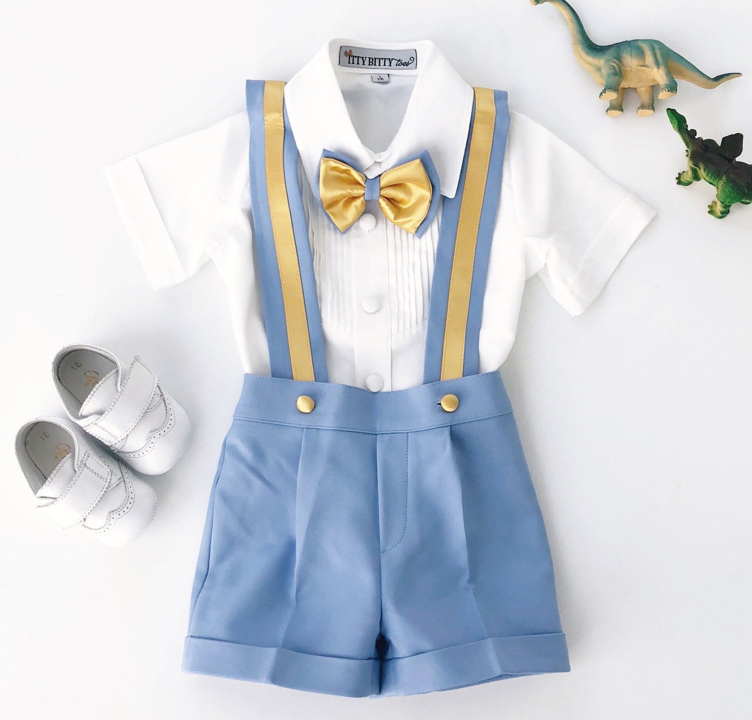 Christiano Shorts Set (Blue & Gold) – Itty Bitty Toes