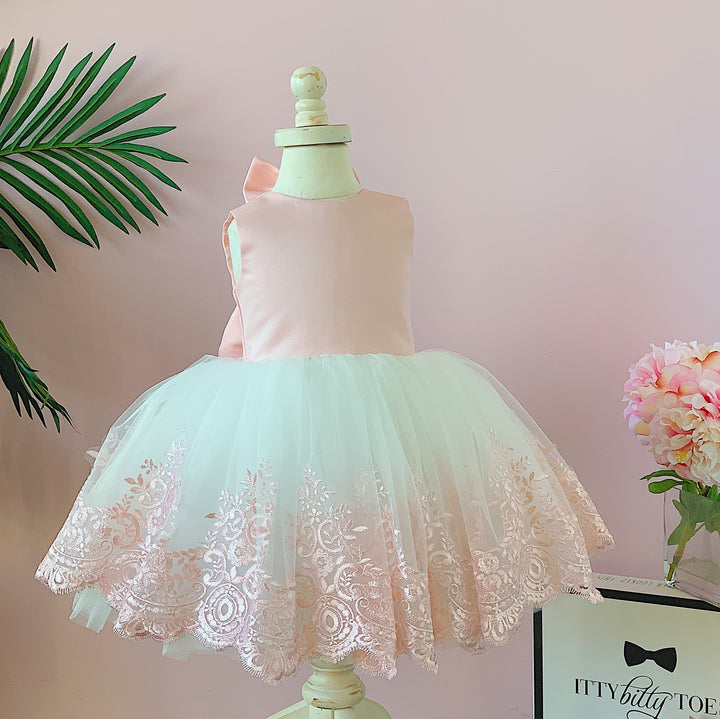 Princess Demi Dress (White & Blush)