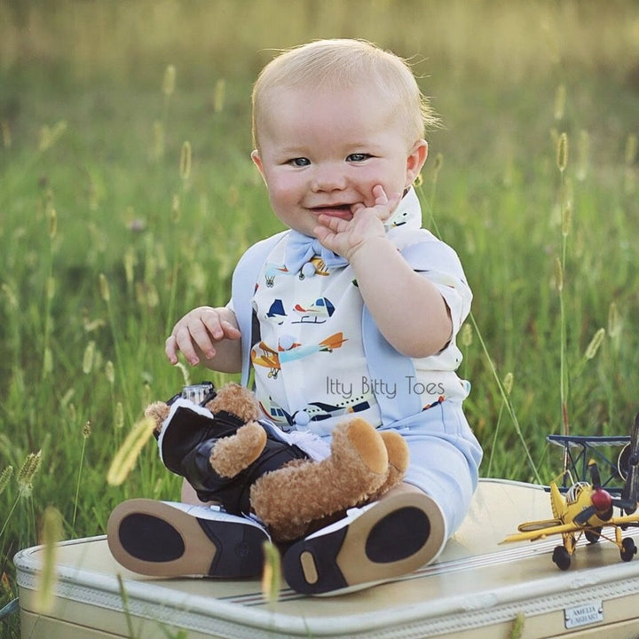 Up and Away Airplane Suspender Set - Couture - Itty Bitty Toes